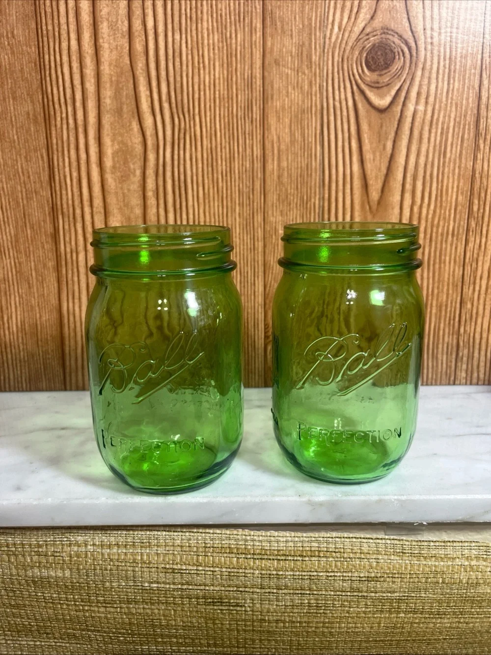 Ball Perfection Green Glass Mason Jars - Set of 2 100th Anniversary